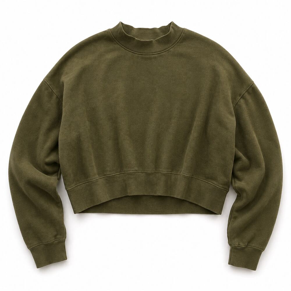 Abound Olive Mock Neck Cropped Fleece Pullover Large NWT Nordstrom